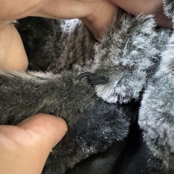 Cejon Vest Womens Small Gray Black Faux Fur Ombre Striped Hook Eye Pockets Lined - Picture 9 of 16